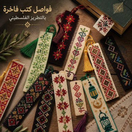 فواصل الكتب الفاخرة بالتطريز الفلسطيني