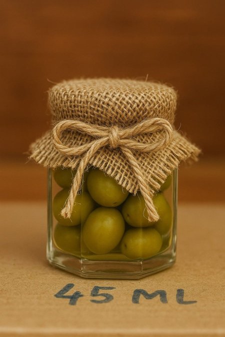 مرتبان زجاج صغير توزيعات كبيس الزيتون (فارغ بدون الخيش)